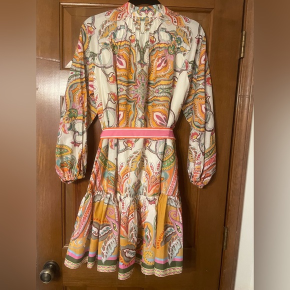 NWT Antonio Melani Brynn Pink Scarf Floral Mock Neck Dress Size 4 - Picture 3 of 6